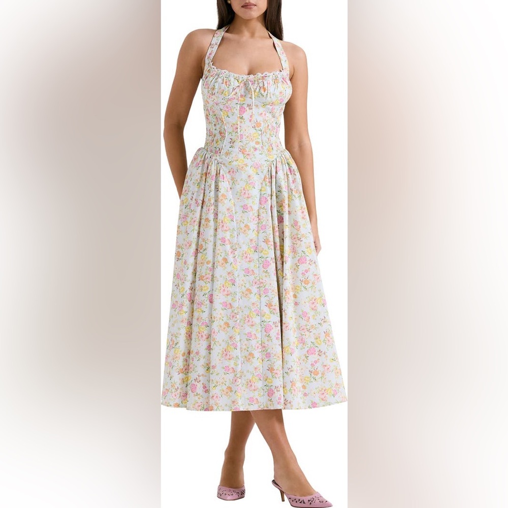 House of CB Adabella Floral Pleated Halter Sundress
